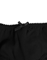 Dolce & Gabbana Black Silk Satin Floral Lace Panty Brief Underwear