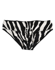 Dolce & Gabbana Black White Zebra Print Slip Briefs Underwear