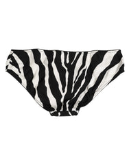 Dolce & Gabbana Black White Zebra Print Slip Briefs Underwear