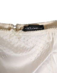 Dolce & Gabbana Off White Silk High Waist Girdle Panty Underwear