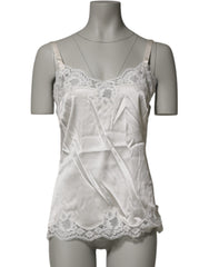 Dolce & Gabbana Off White Floral Lace Tank Lingerie Top Underwear