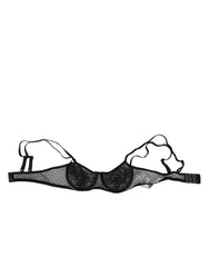 Dolce & Gabbana Black Floral Underwired Balconette Bra Underwear