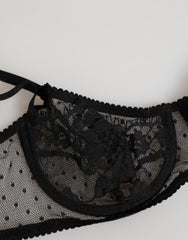 Dolce & Gabbana Black Floral Underwired Balconette Bra Underwear