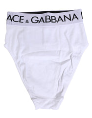 Dolce & Gabbana White Cotton Stretch High Waist Panty Underwear