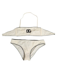 Dolce & Gabbana Beige Logo Swimsuit 2 Piece Top Bottom Swimwear