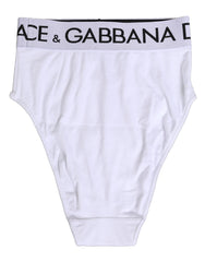 Dolce & Gabbana White Cotton Stretch High Waist Panty Underwear