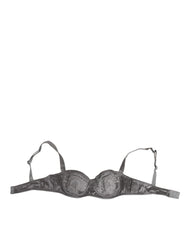 Dolce & Gabbana Gray Silk Underwired Balconette Bra Underwear
