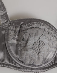 Dolce & Gabbana Gray Silk Underwired Balconette Bra Underwear