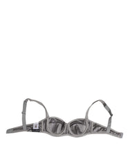 Dolce & Gabbana Gray Silk Underwired Balconette Bra Underwear