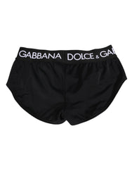 Dolce & Gabbana Black Nylon Logo Waistband Shorts Underwear
