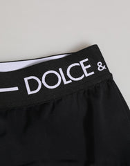 Dolce & Gabbana Black Nylon Logo Waistband Shorts Underwear