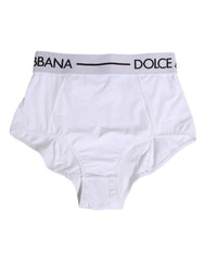 Dolce & Gabbana White Nylon Logo Waistband Coulotte Underwear