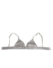 Dolce & Gabbana Gray Silk Satin Triangle Soft Cup Bra Underwear