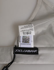 Dolce & Gabbana Gray Silk Satin Triangle Soft Cup Bra Underwear