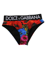 Dolce & Gabbana Black Floral Print High Waist Panty Underwear