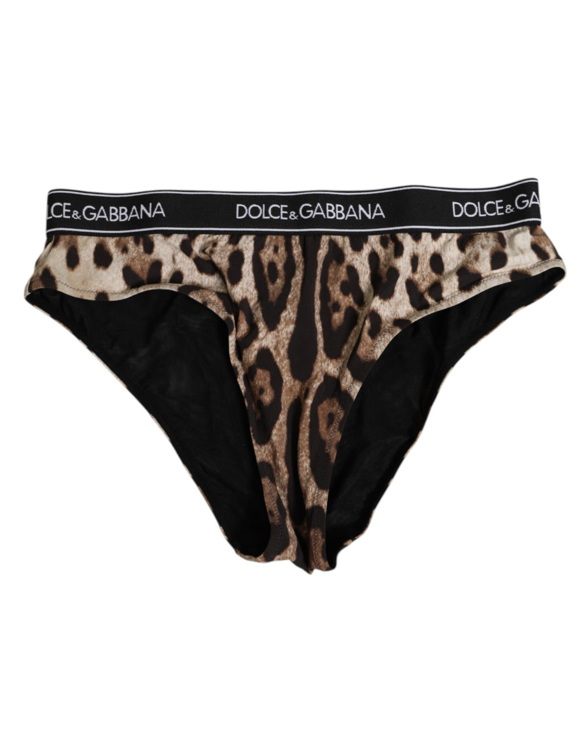 Dolce & Gabbana Brown Leopard Nylon High Waist Panty Underwear