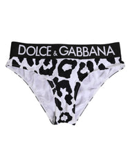 Dolce & Gabbana White Leopard Nylon High Waist Panty Underwear