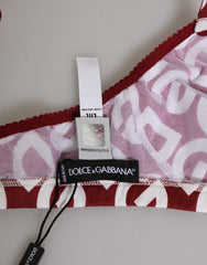 Dolce & Gabbana Red White Logo Mania Soft Cup Bra Underwear
