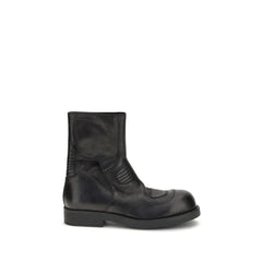 MM6 Black Leather Ankle Boots