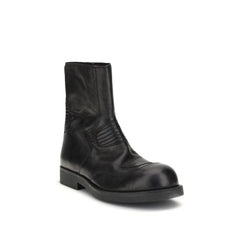 MM6 Black Leather Ankle Boots