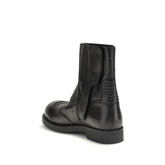 MM6 Black Leather Ankle Boots