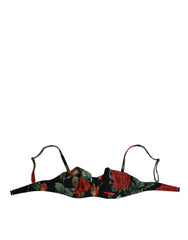 Dolce & Gabbana Black Floral Nylon Padded Balconnet Bra Underwear
