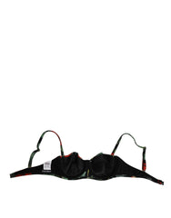 Dolce & Gabbana Black Floral Nylon Padded Balconnet Bra Underwear