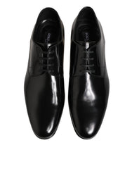 Dolce & Gabbana Black Calfskin Leather Derby Men Dress Shoes