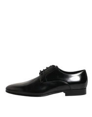 Dolce & Gabbana Black Calfskin Leather Derby Men Dress Shoes