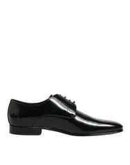 Dolce & Gabbana Black Calfskin Leather Derby Men Dress Shoes