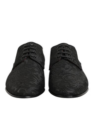 Dolce & Gabbana Black Brocade Lace Up Derby Men Dress Shoes