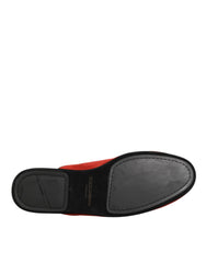 Dolce & Gabbana Red Suede DG King Men House Slippers Shoes