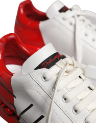 Dolce & Gabbana White Red Portofino Low Top Men Sneakers Shoes