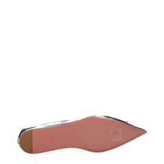 Amina Muaddi Gray Leather Ballet Flats