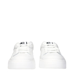 Dolce & Gabbana White Leather Low Top Sneakers
