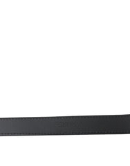 Dolce & Gabbana Black Leather Silver Metal Buckle Men Belt