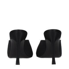 Amina Muaddi Black Satin High Heel Pumps