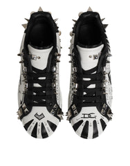 Dolce & Gabbana White Portofino Studded Men Sneakers Shoes