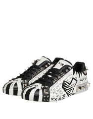 Dolce & Gabbana White Portofino Studded Men Sneakers Shoes