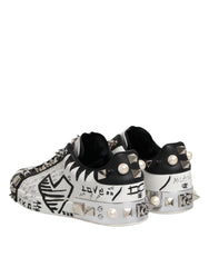 Dolce & Gabbana White Portofino Studded Men Sneakers Shoes