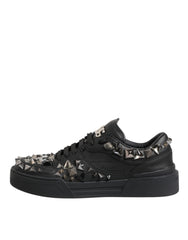 Dolce & Gabbana Black Portofino Studded Men Sneakers Shoes