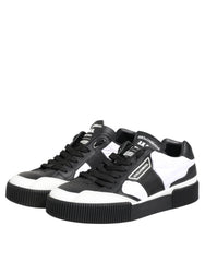 Dolce & Gabbana Black White Leather MIAMI Low Top Sneakers Shoes