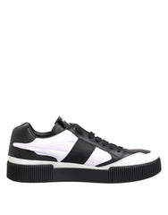 Dolce & Gabbana Black White Leather MIAMI Low Top Sneakers Shoes