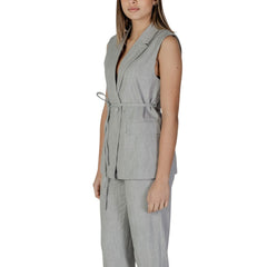 Vila Clothes Gray Recycled Polyester Waistcoat
