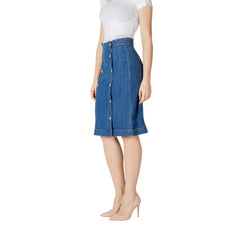 ICHI Blue Cotton Long Skirt