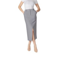ICHI Gray Polyester Long Skirt