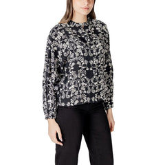 ICHI Black Viscose Blouse