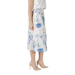 ICHI White Viscose Skirt
