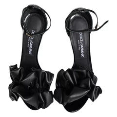 Dolce & Gabbana Black Leather Ankle Strap Heel Sandals Shoes