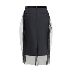 Sacai Black Polyester Midi Skirt